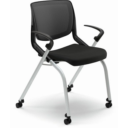 Hon HON MN212ONCU10, MOTIVATE NESTING/STACKING FLEX-BACK CHAIR, ONYX SEAT/BLACK BACK, PLATINUM BASE HONMN212ONCU10